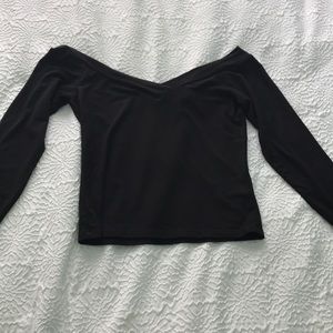 black off the shoulder crop top